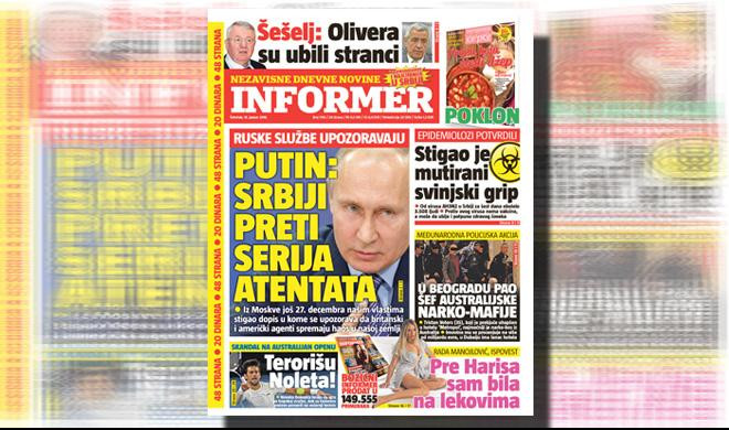 SAMO U INFORMERU! RUSKE SLUŽBE UPOZORAVAJU! Putin: Srbiji preti serija atentata!